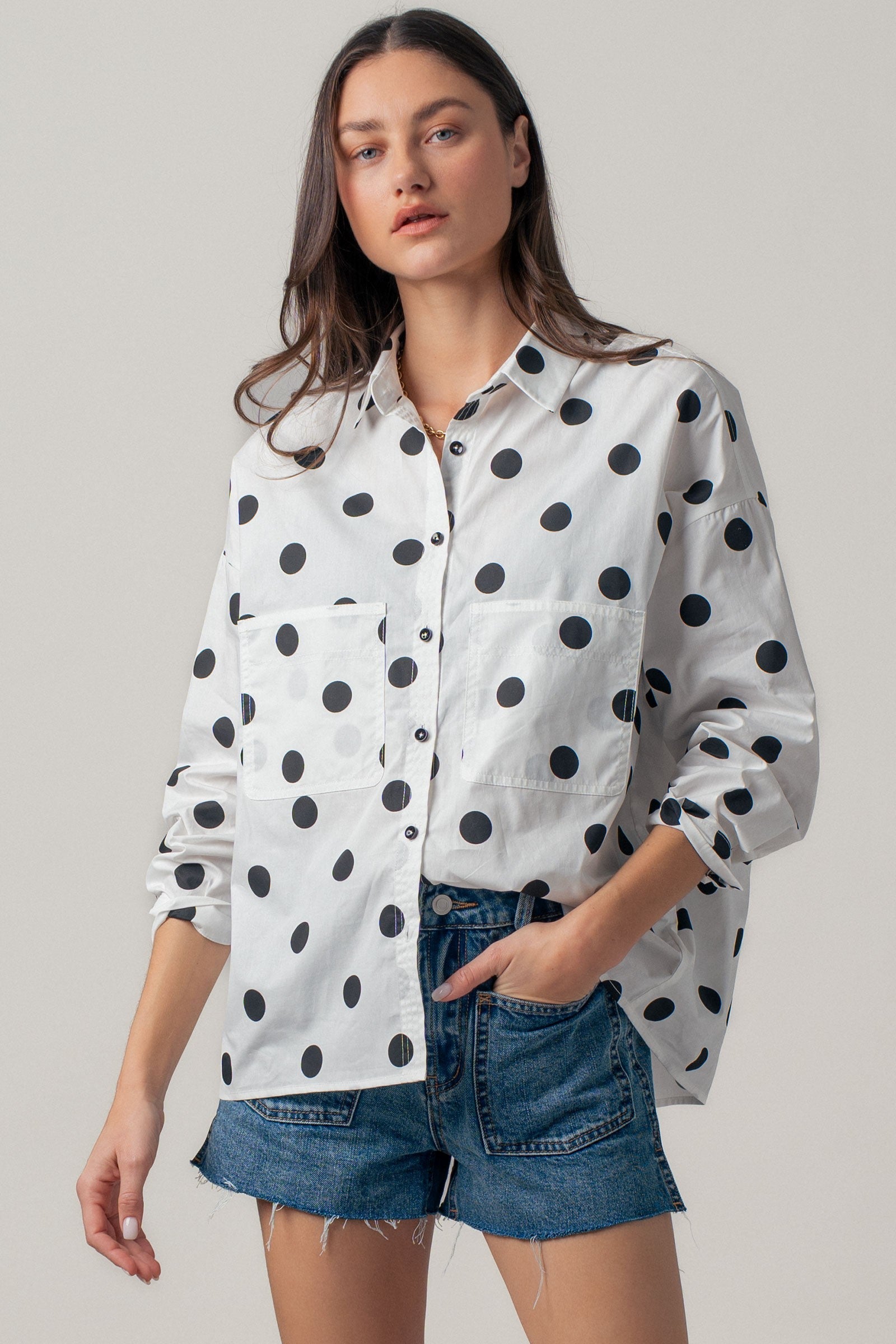 Classic Polka Dot Button-Down Shirt