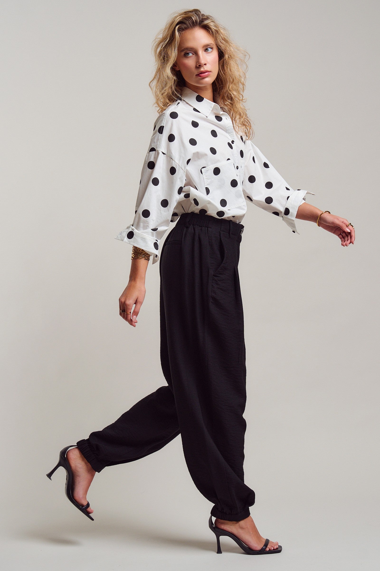 Classic Polka Dot Button-Down Shirt