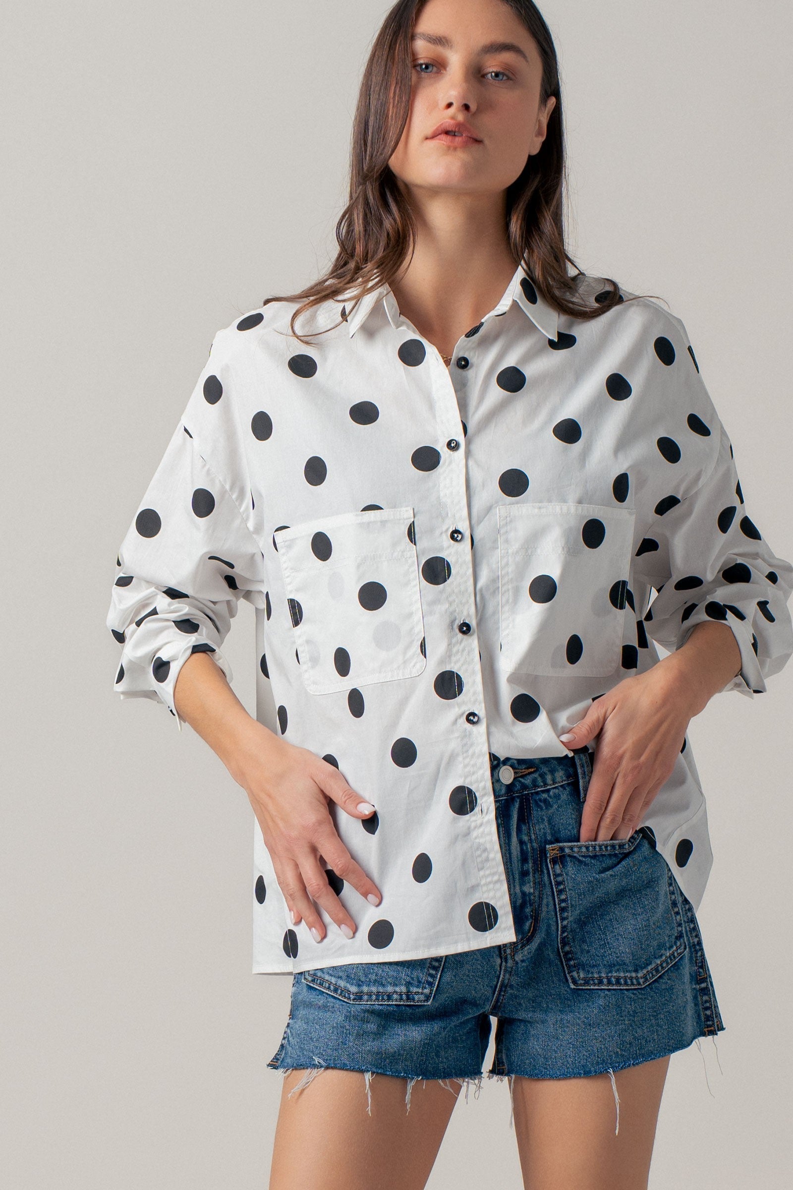 Classic Polka Dot Button-Down Shirt