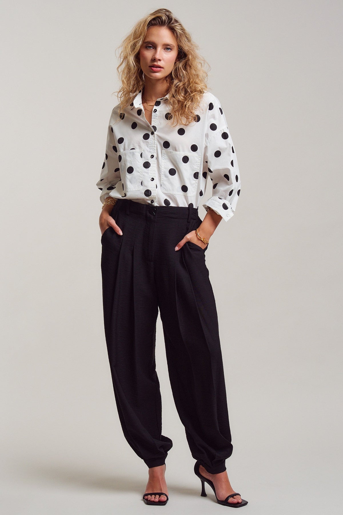 Classic Polka Dot Button-Down Shirt