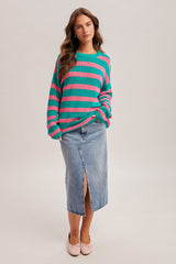 Oversized Scoop Neck Striped Sweater