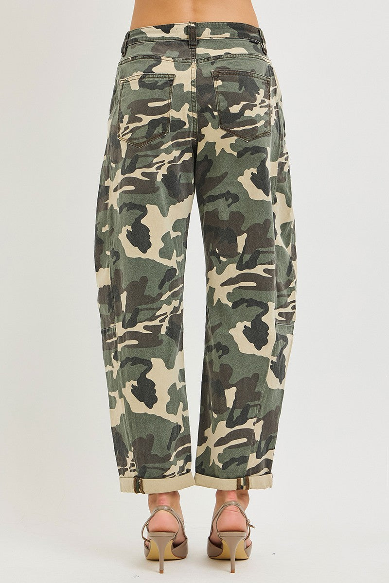 Camo Barrel Leg Utility Jeans