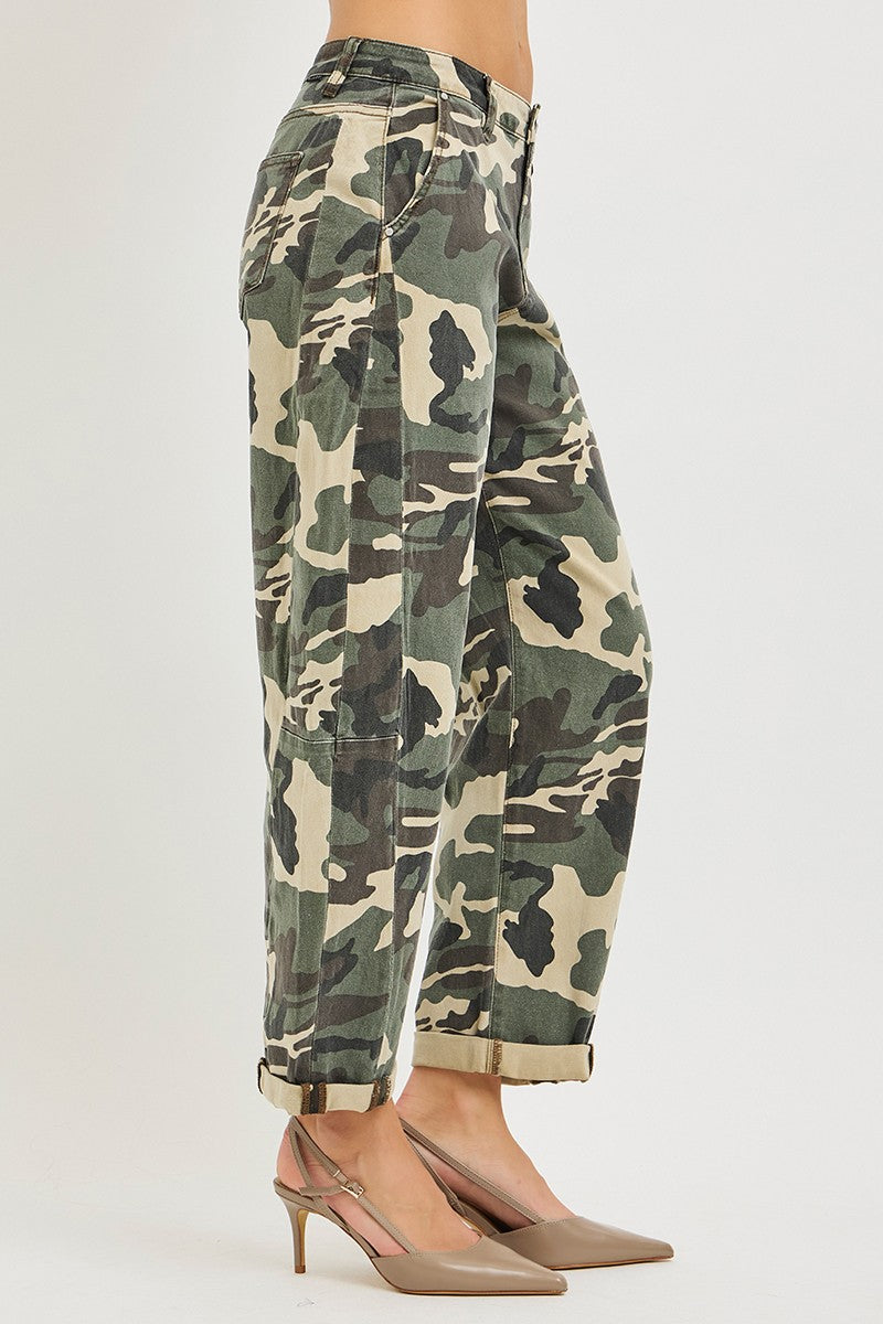 Camo Barrel Leg Utility Jeans