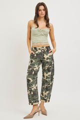 Camo Barrel Leg Utility Jeans