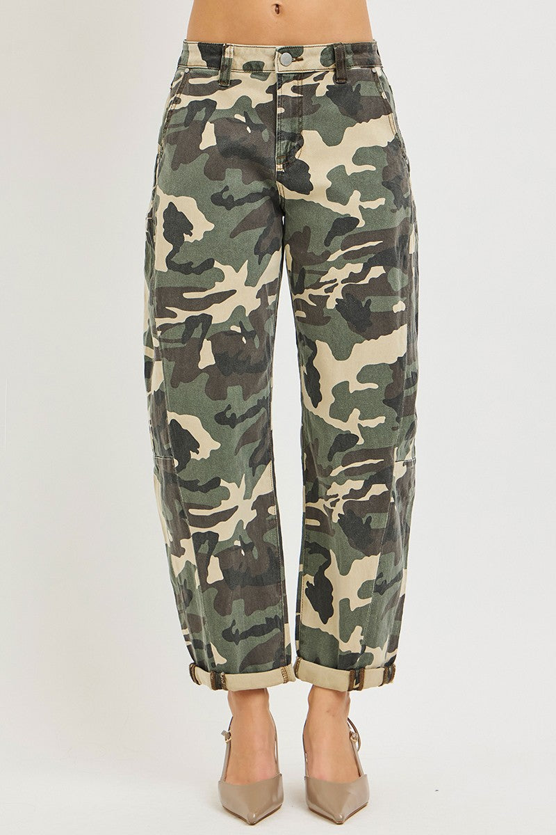 Camo Barrel Leg Utility Jeans