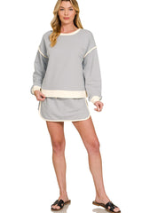 French Terry Drop Shoulder Pullover & Skort Set