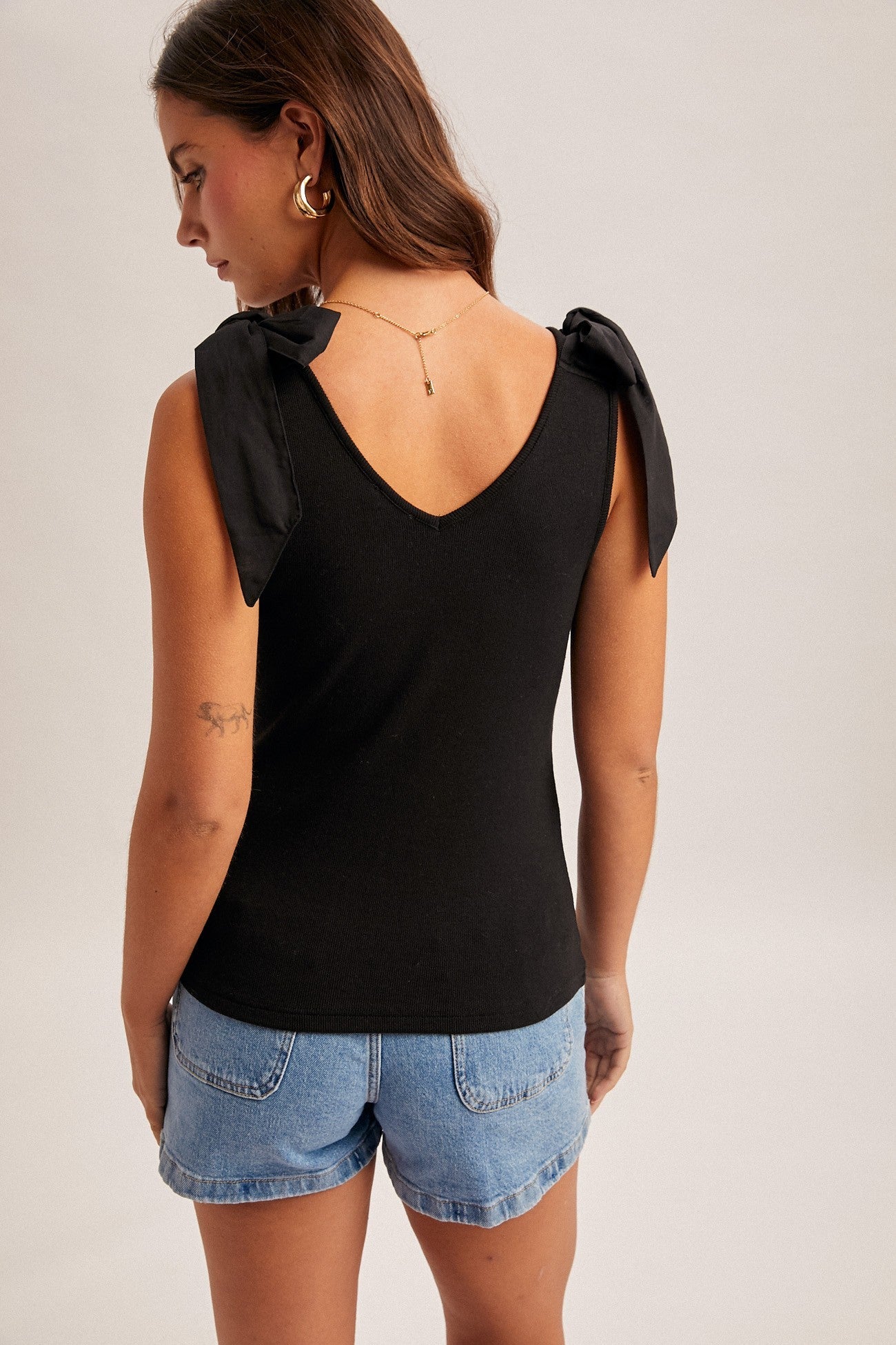 Bow Tie Strap Ribbed Tank
