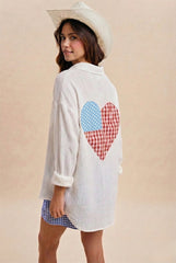 Heart Patch Gauze Shirt