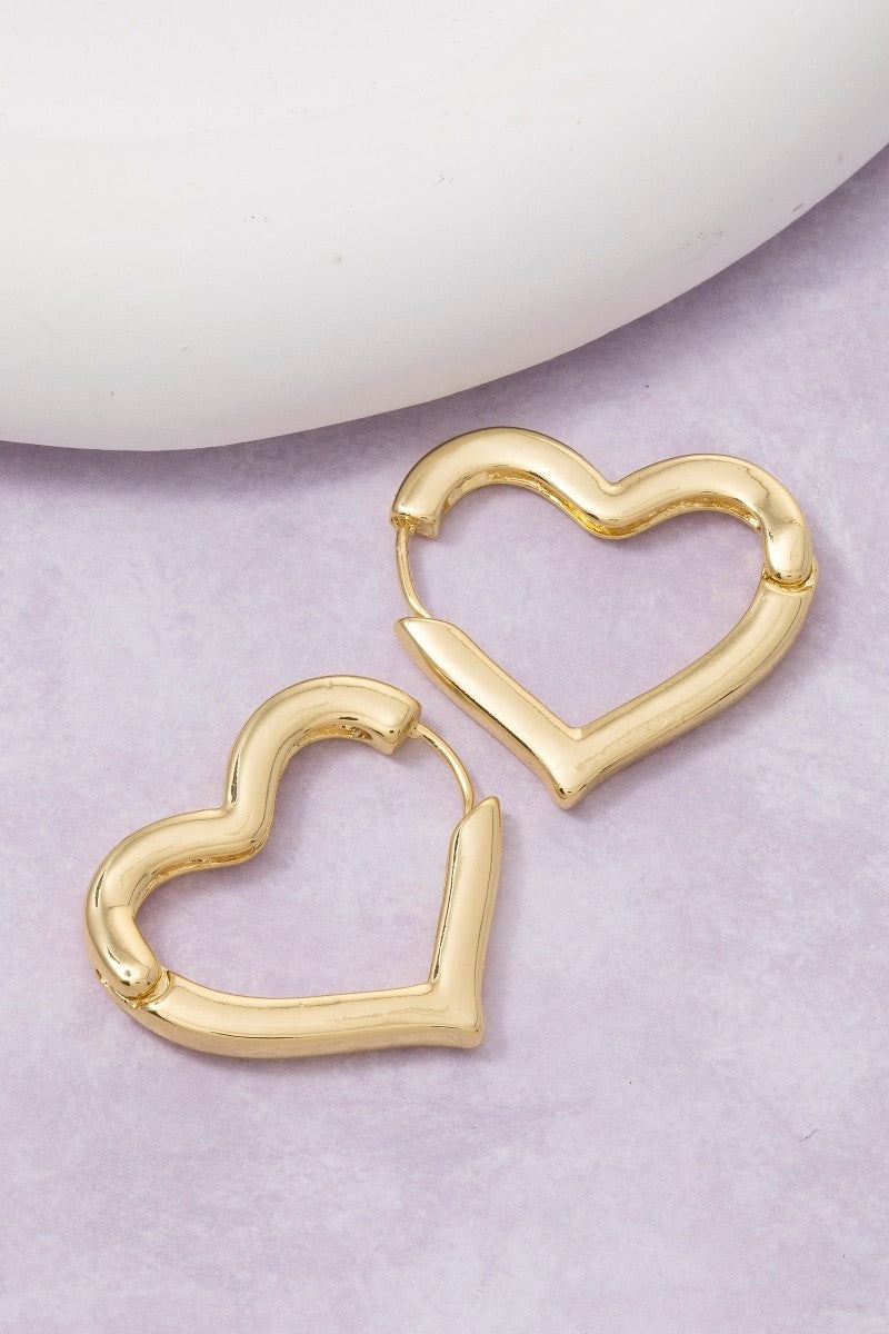 Golden Heart Hoop Earrings