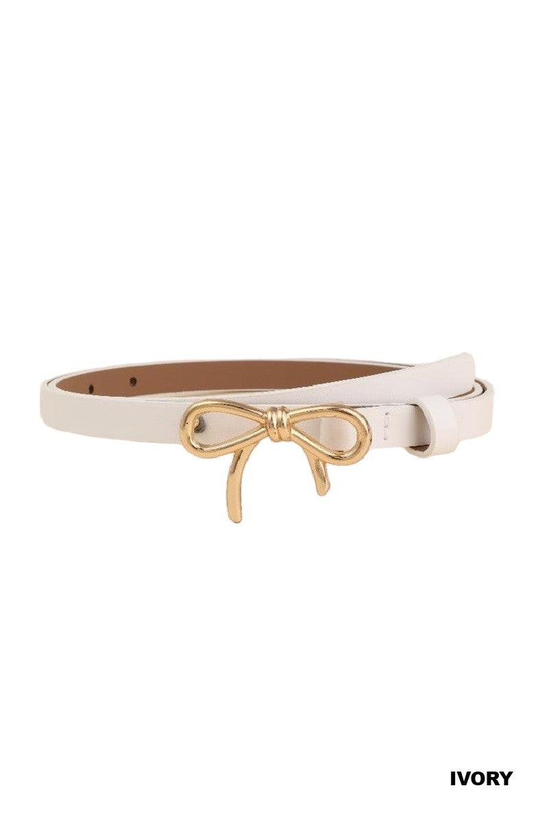 Bowknot Gold Buckle Skinny Fashion Belt