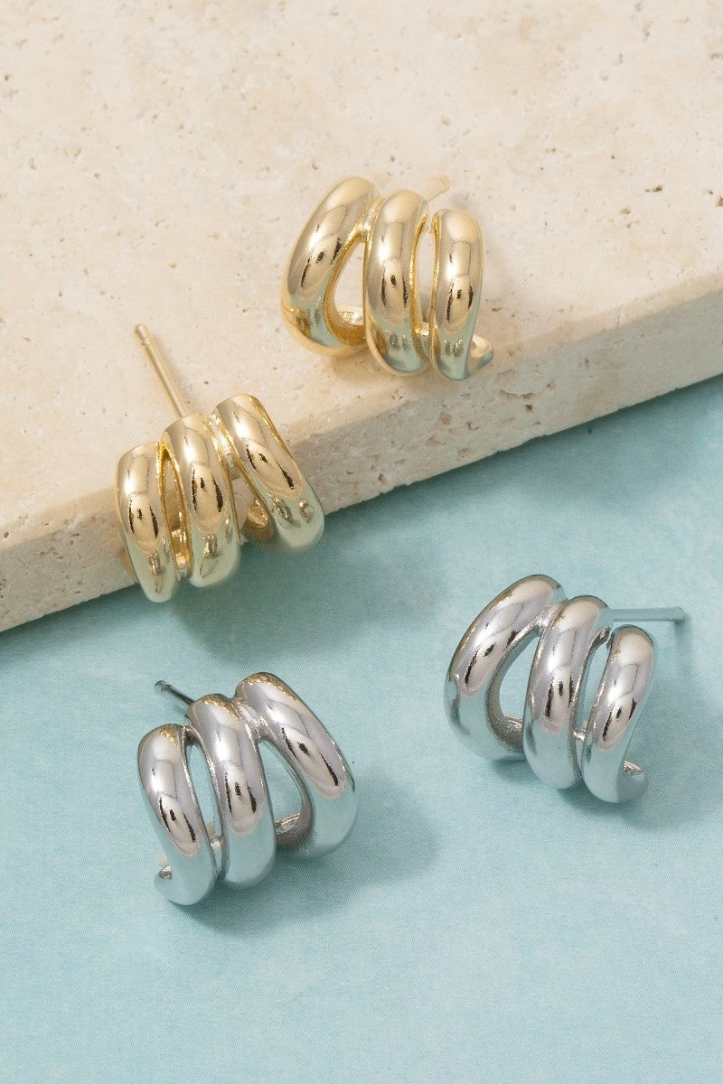 Luxe Triple Tube Huggie Earrings