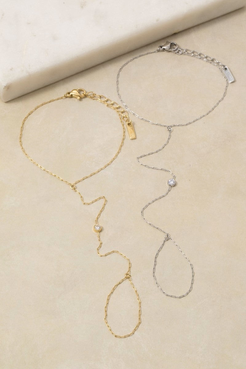 Paperclip Chain Hand Chain Bracelet & Ring