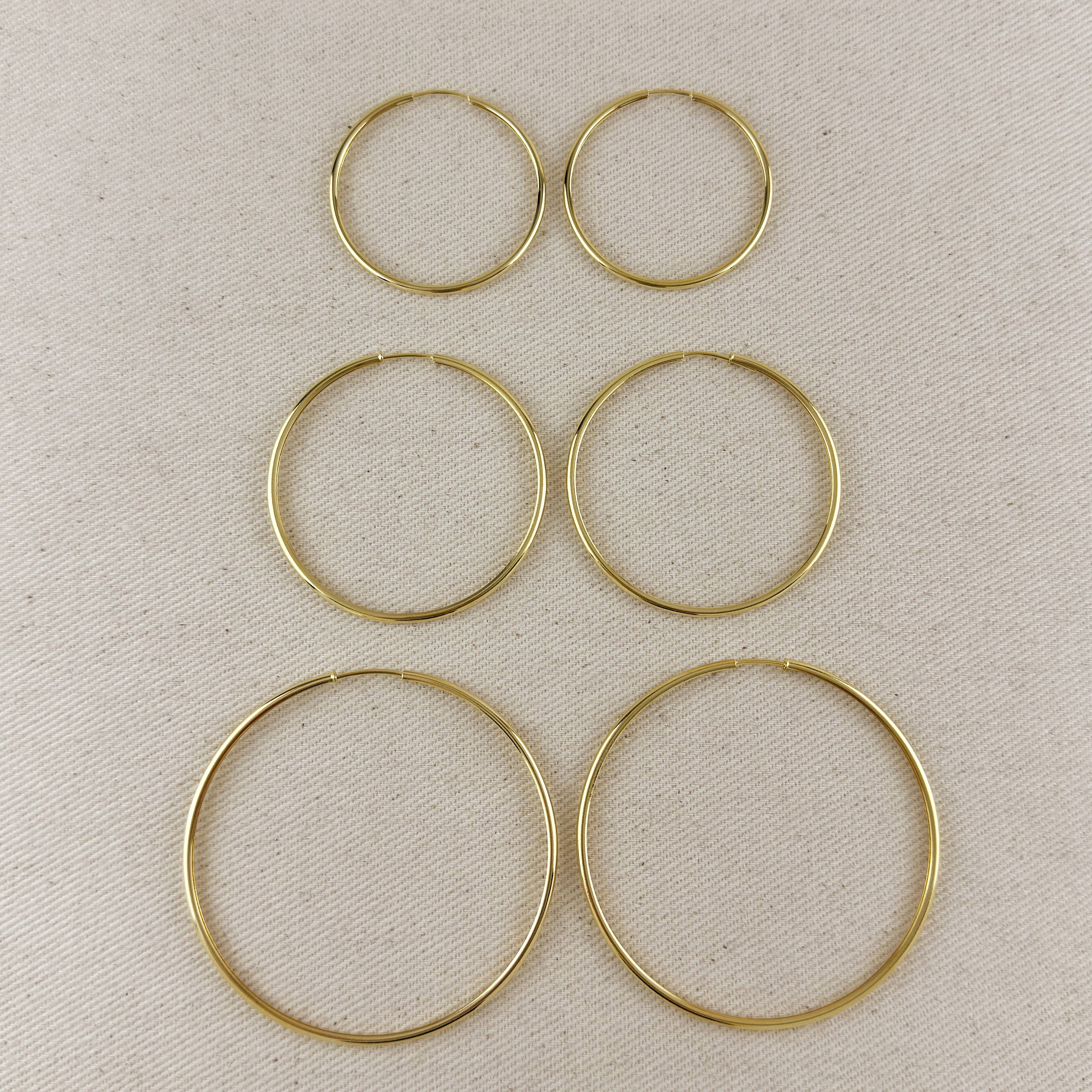 18k Gold Filled Hollowed Endless Continuous Hoop Earrings: Hoop 40mm