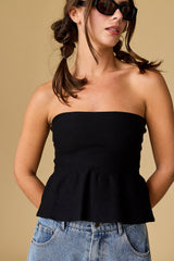 Ellie Strapless Knit Peplum Top