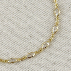 18k Gold Filled Ellipse Bezel CZ Bracelet