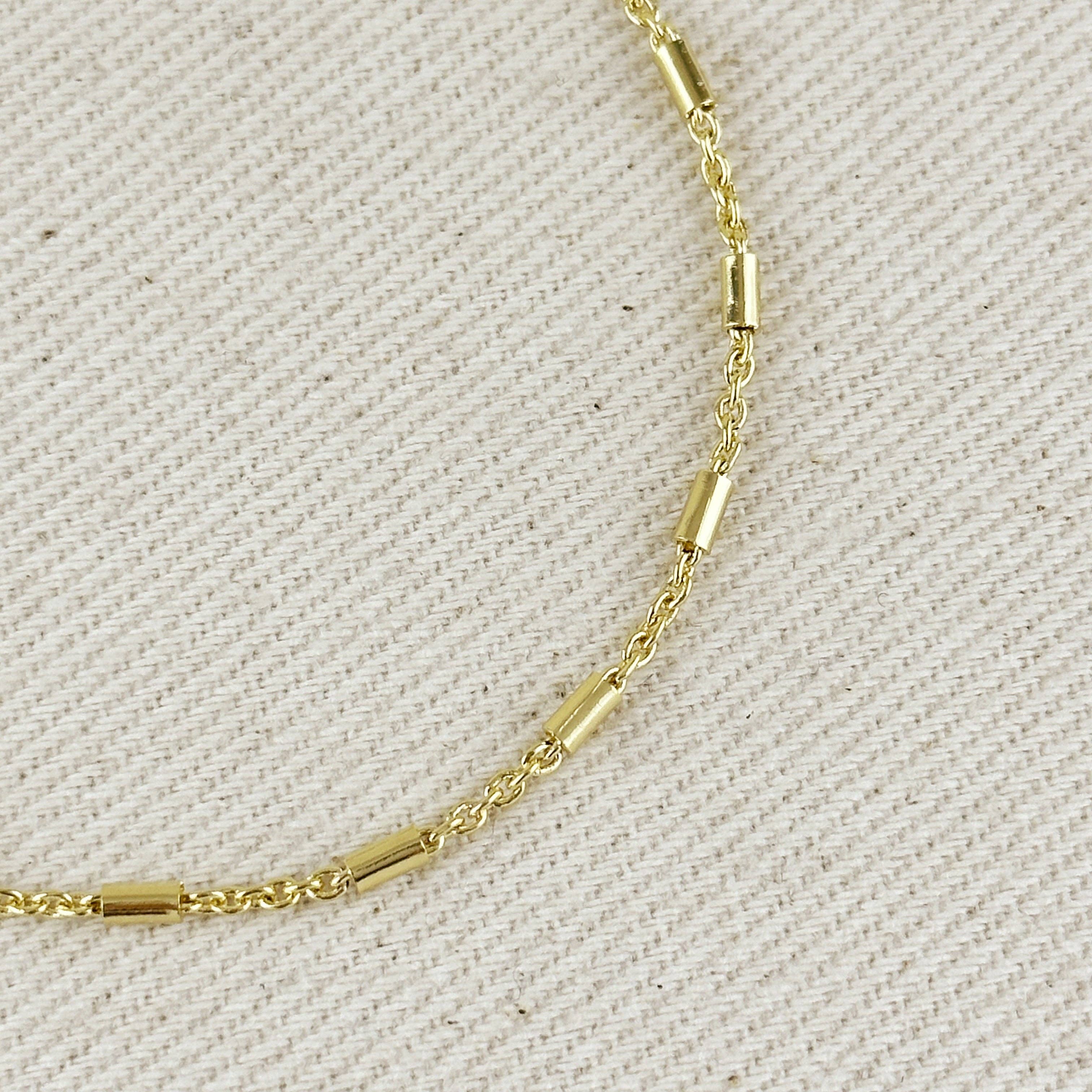 18k Gold Filled Mini Tube Chain Bracelet: 7 inches