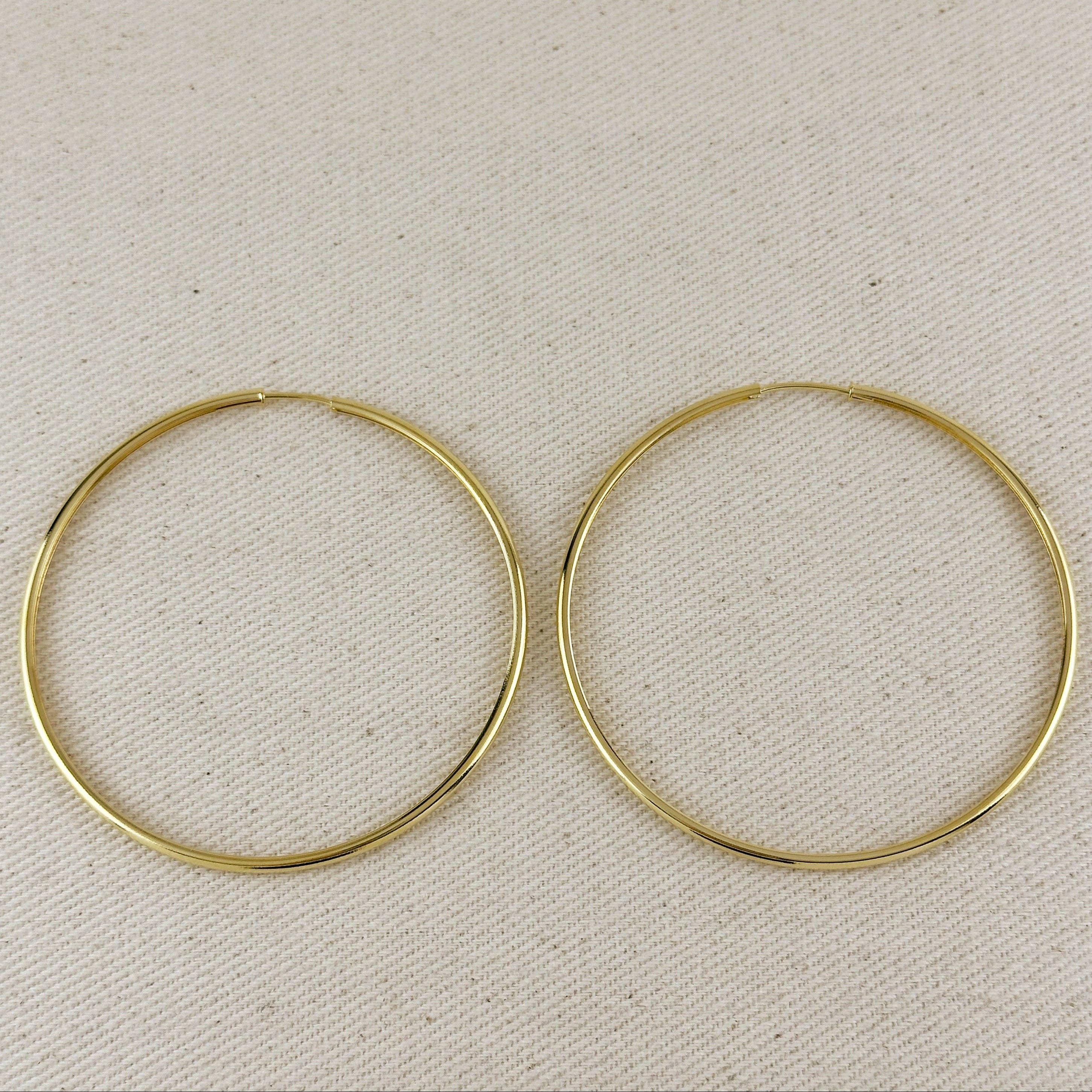 18k Gold Filled Hollowed Endless Continuous Hoop Earrings: Hoop 40mm