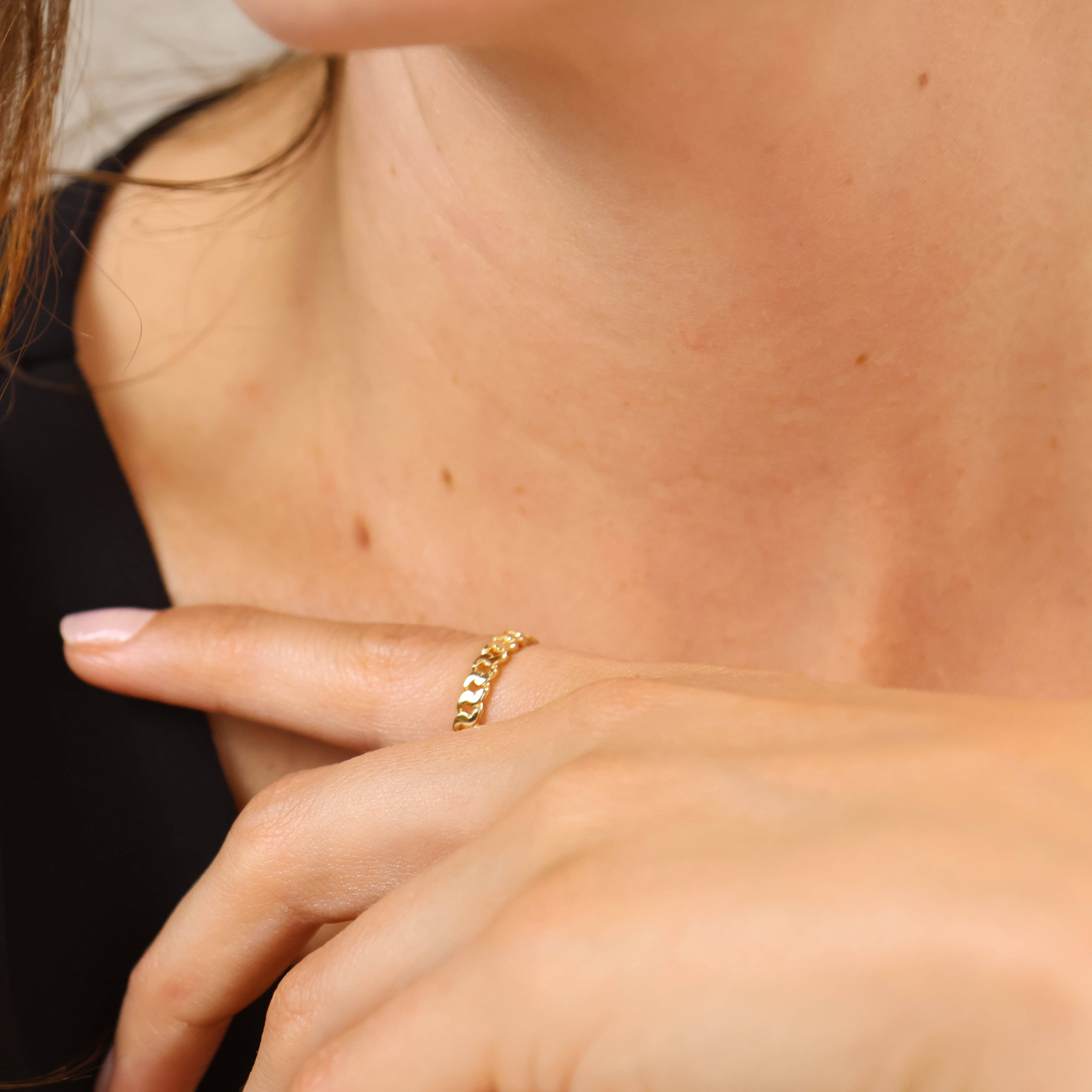 18k Gold Filled 2.5mm Cuban Chain Ring: 7.5