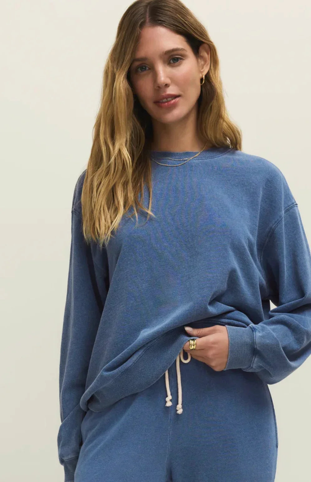 Mineral Wash Knit Denim Crewneck