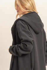 Longline Hooded Sweatshirt Coat