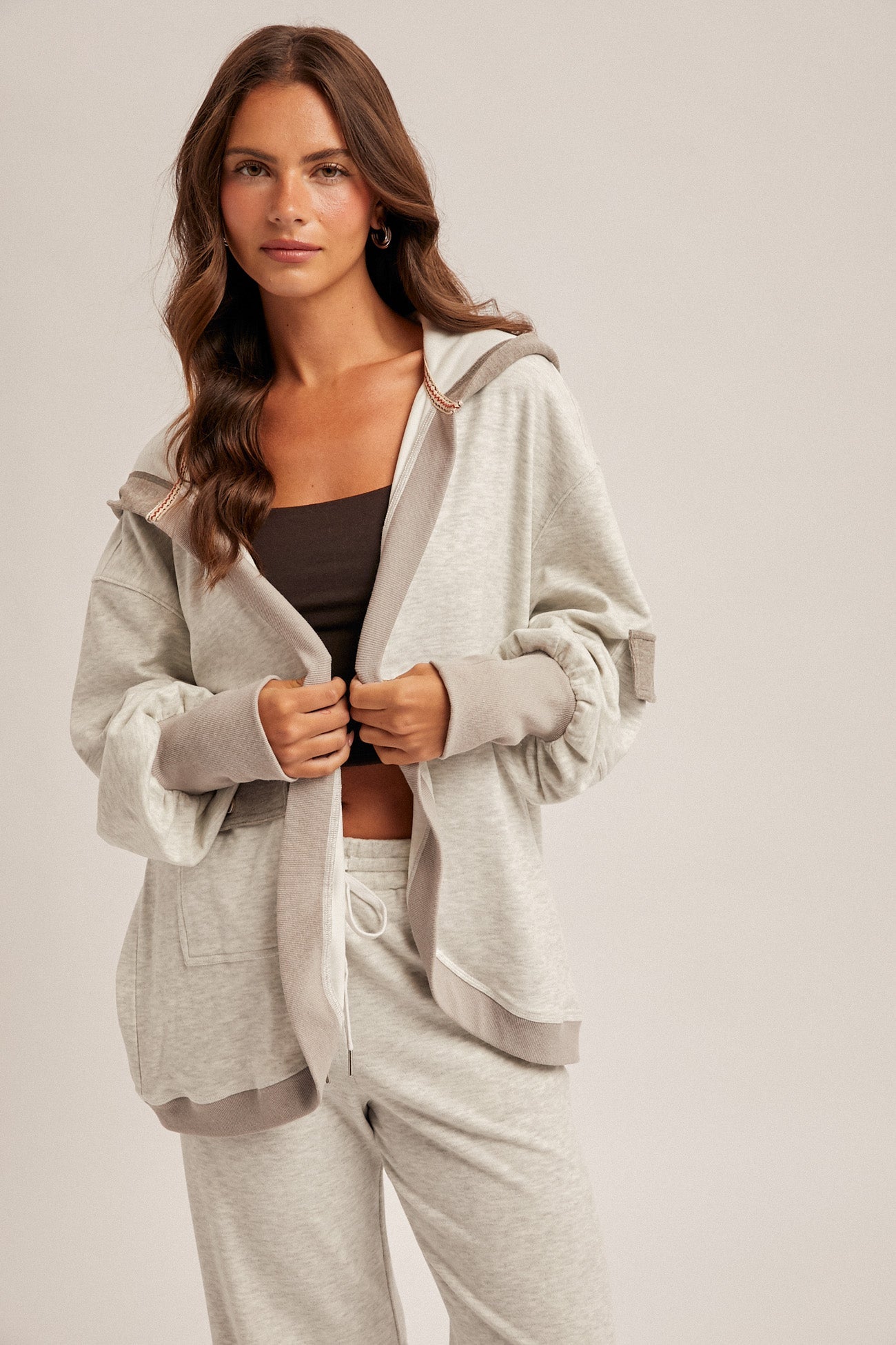 Color Block Soft & Cozy Hooded Cardigan