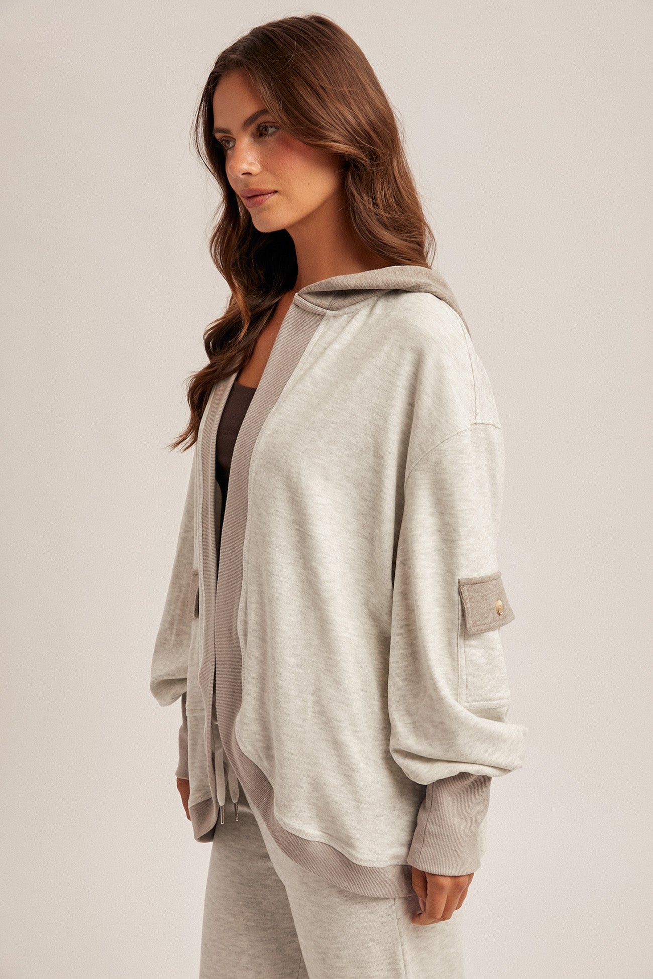 Color Block Soft & Cozy Hooded Cardigan