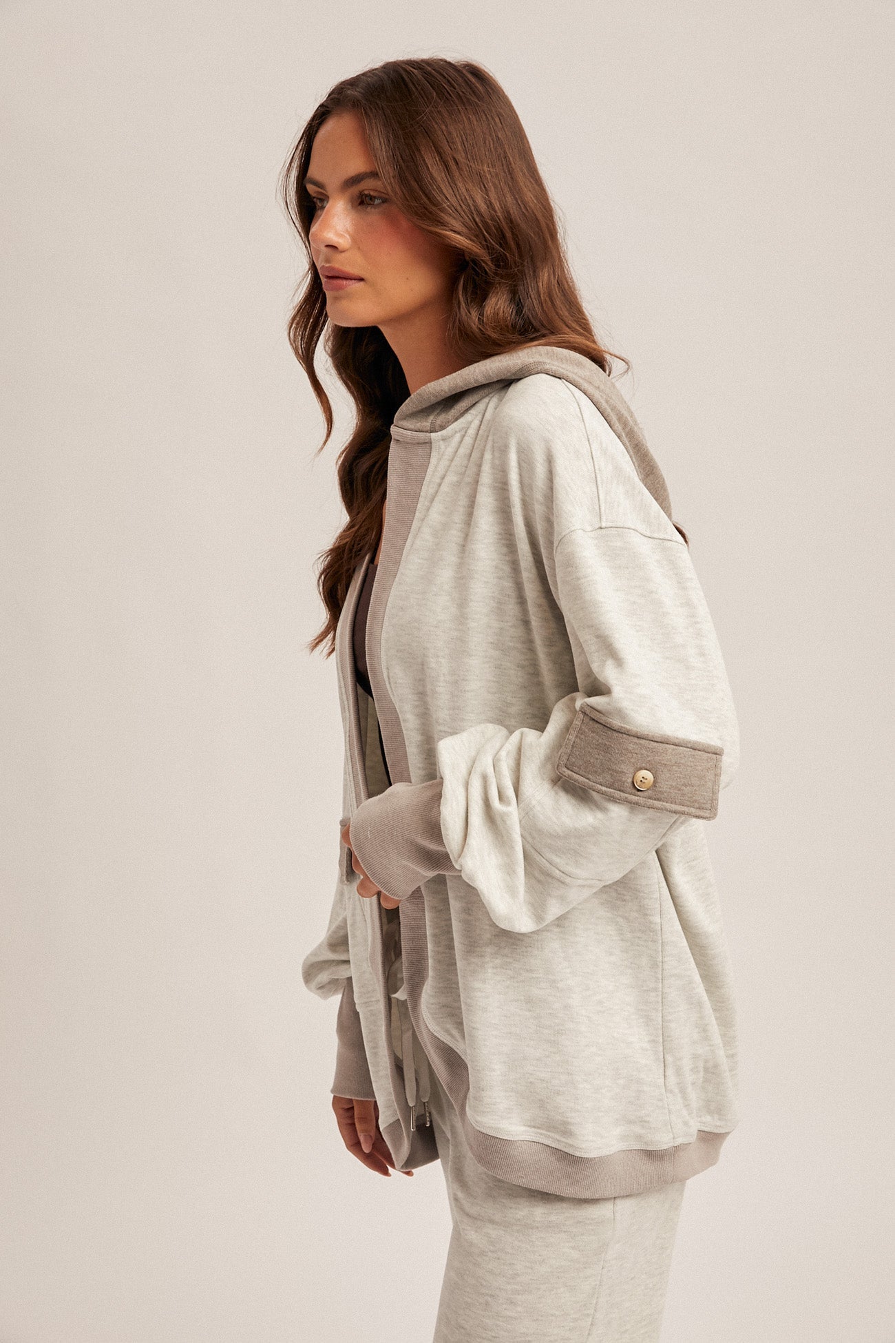 Color Block Soft & Cozy Hooded Cardigan