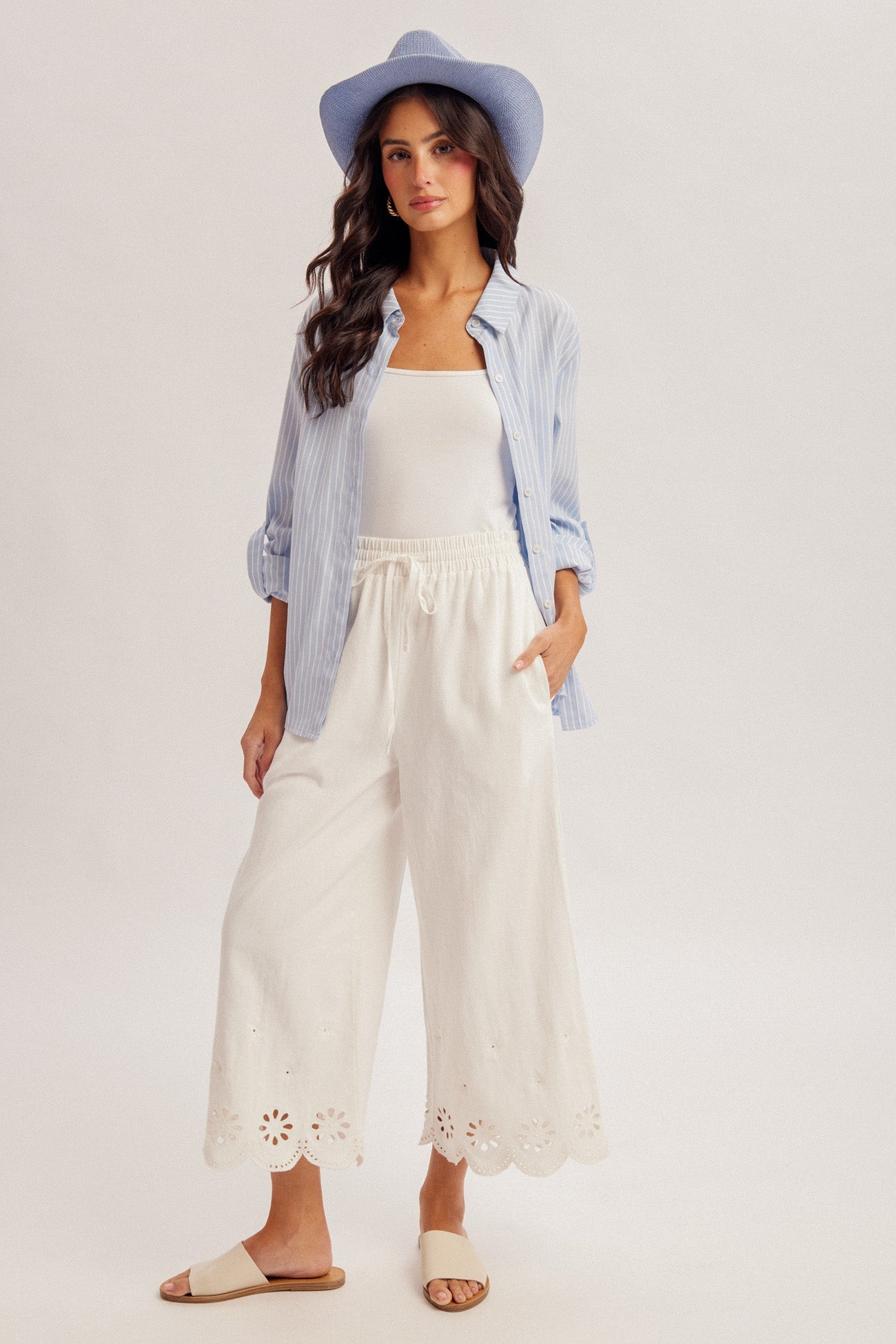 Eyelet Culotte Pants