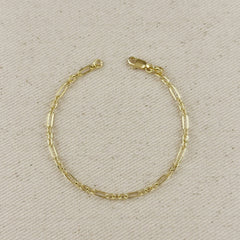 18K Gold Filled 3x1 Alternated Paperclip Bracelet: 6.5 inches