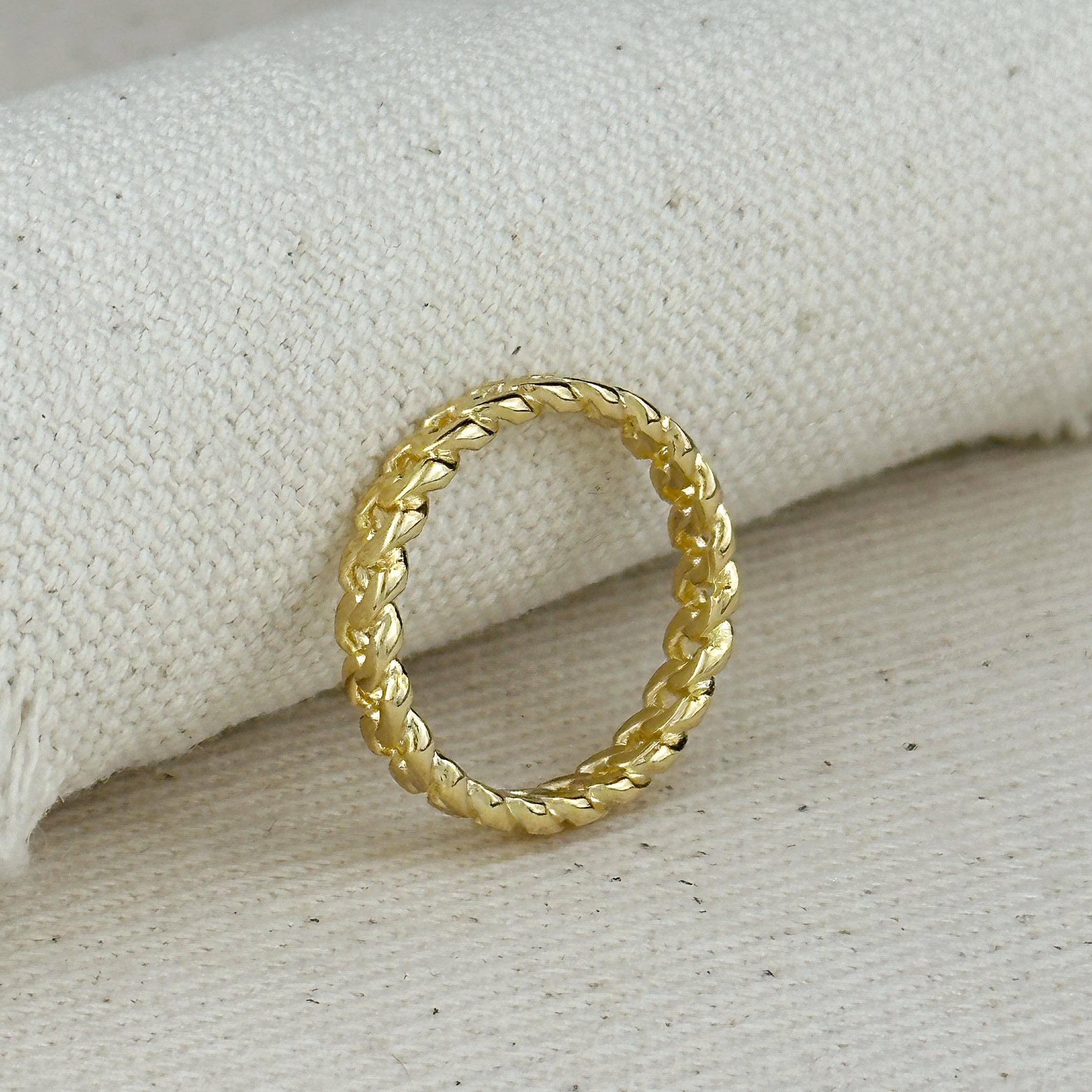 18k Gold Filled 2.5mm Cuban Chain Ring: 7.5