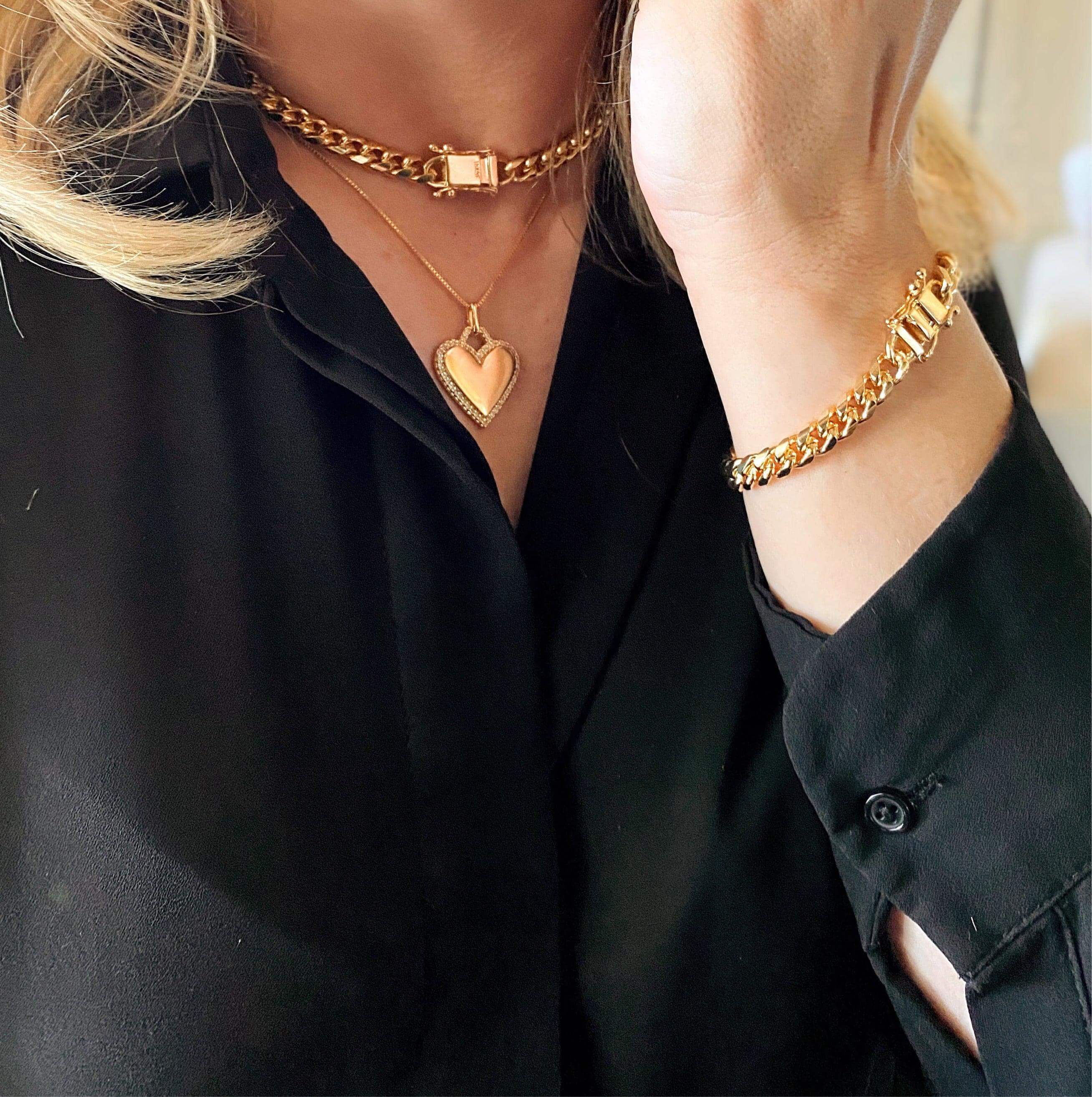 18k Gold Filled Chunky Cuban Bracelet Featuring Box Lock Clasp: 7 inches