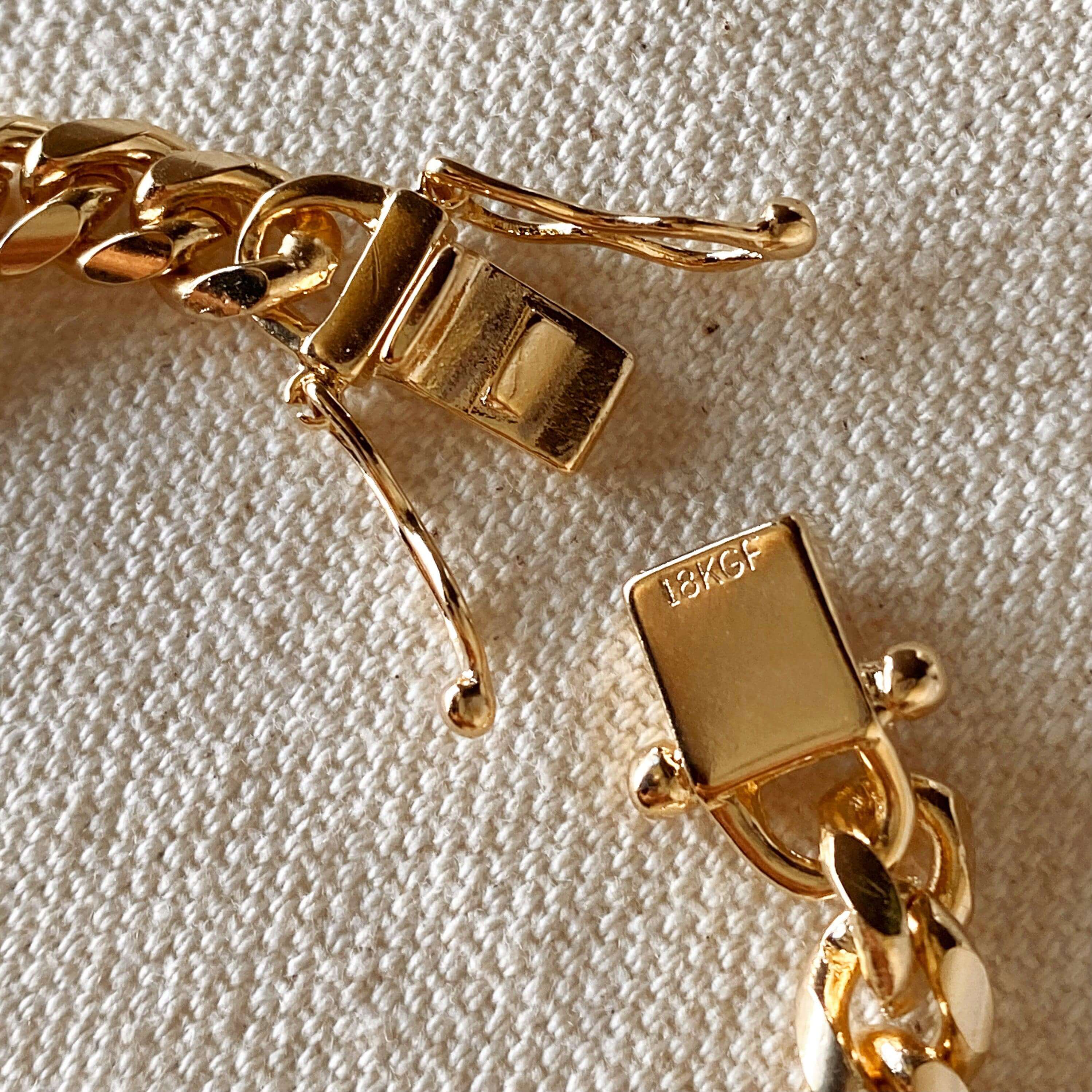 18k Gold Filled Chunky Cuban Bracelet Featuring Box Lock Clasp: 7 inches
