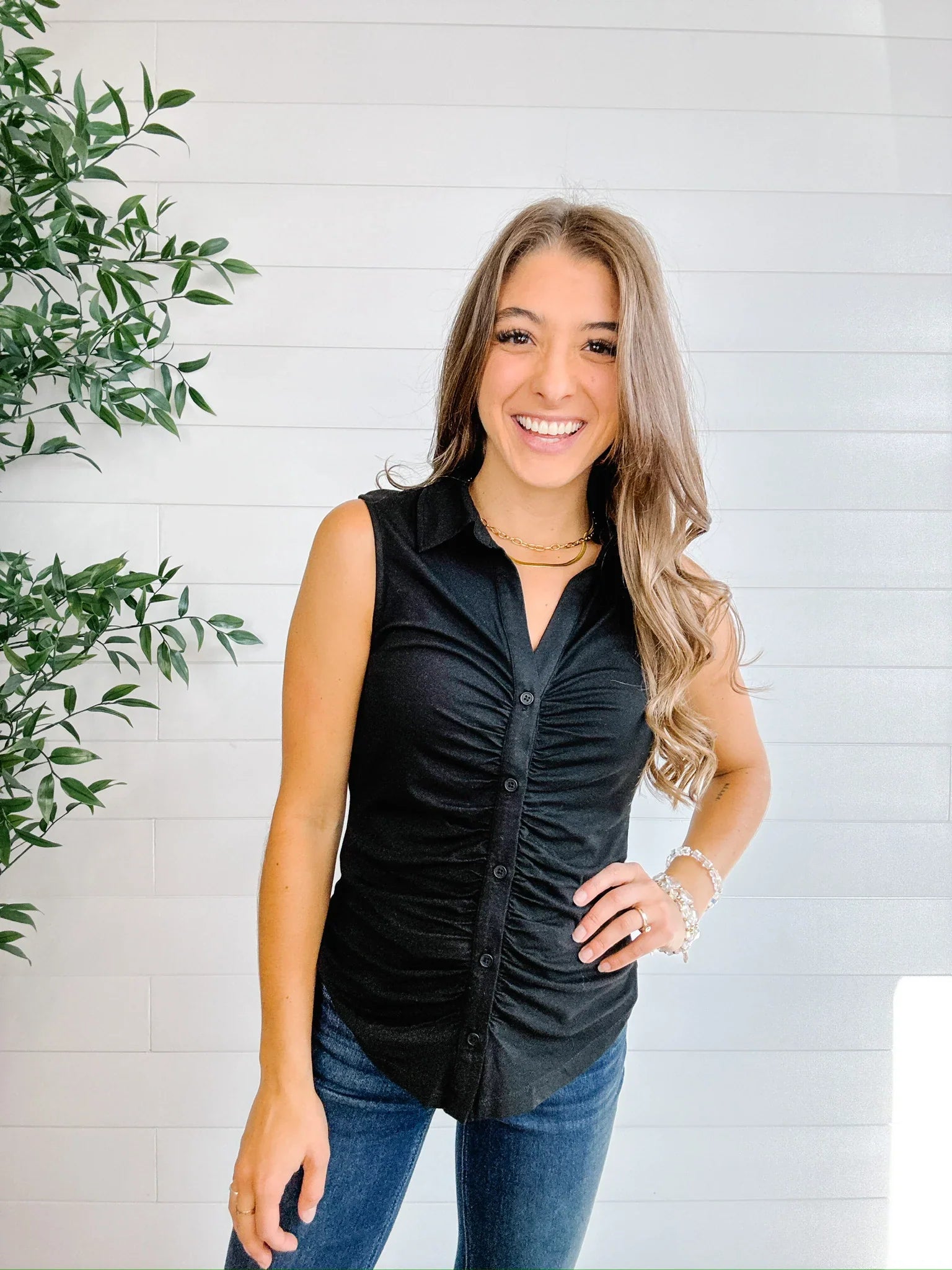 Essential Ruched Button Tank – Mac and Me Exclusive