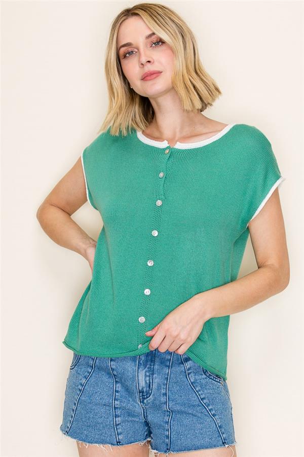 Fresh Start Button Front Knit Top