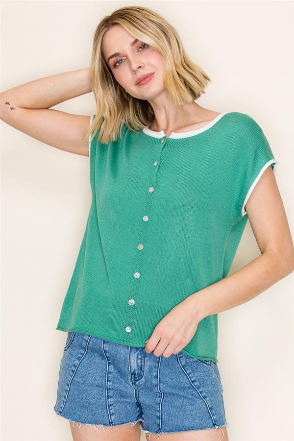 Fresh Start Button Front Knit Top