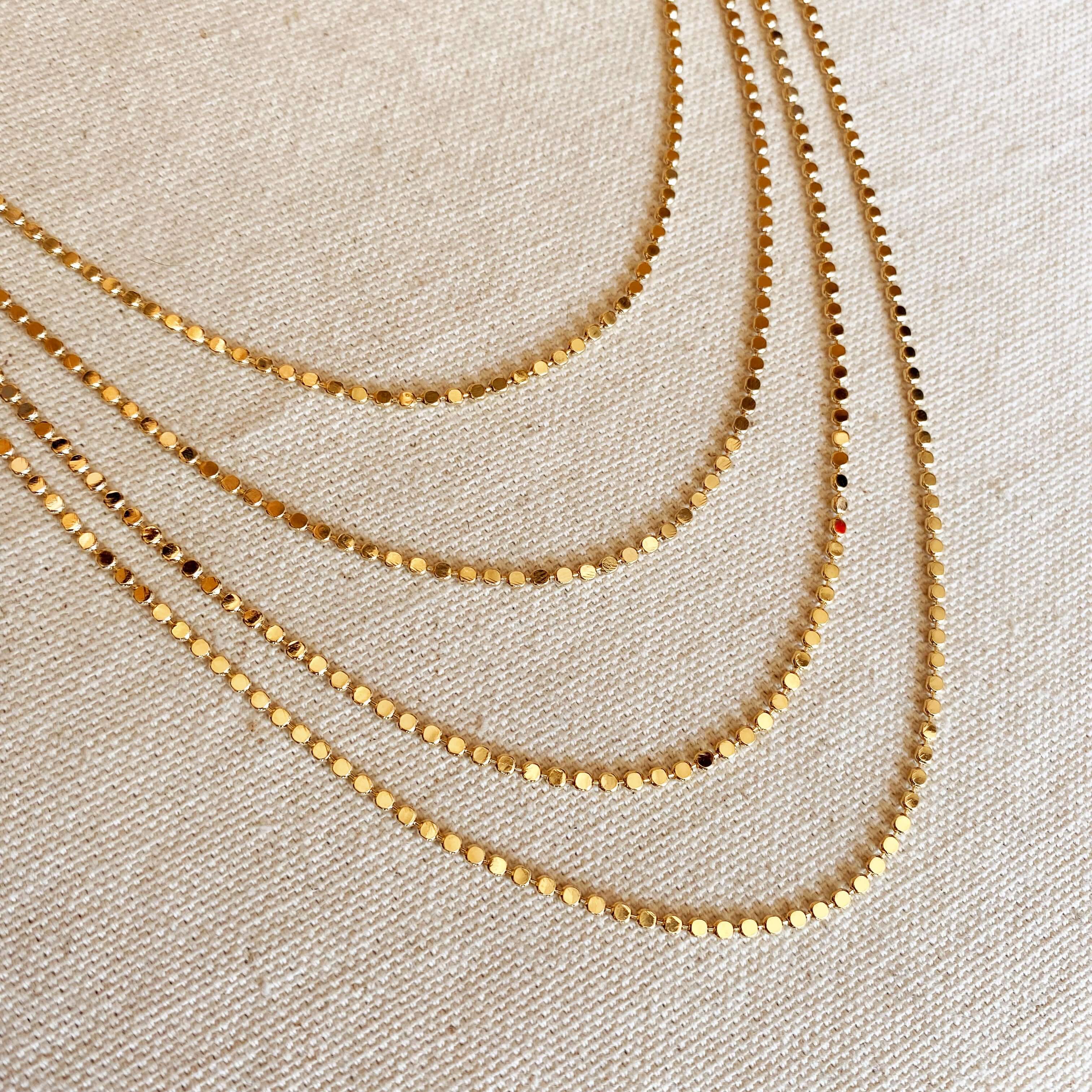 18k Gold Filled 2mm Dot Chain Necklace: 18 inches