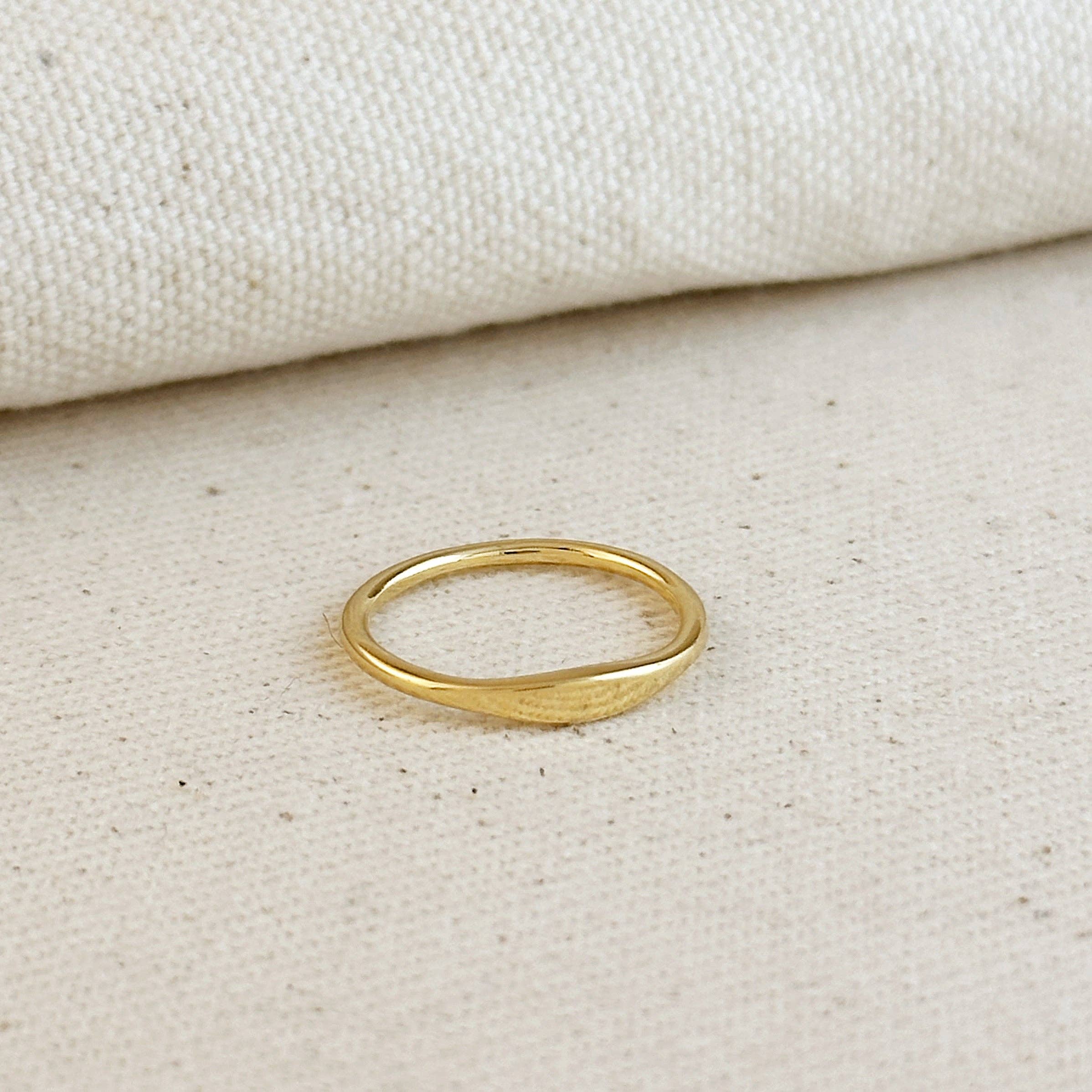 GoldFi - 18k Gold Filled Slim Flat Top Band Ring: 7