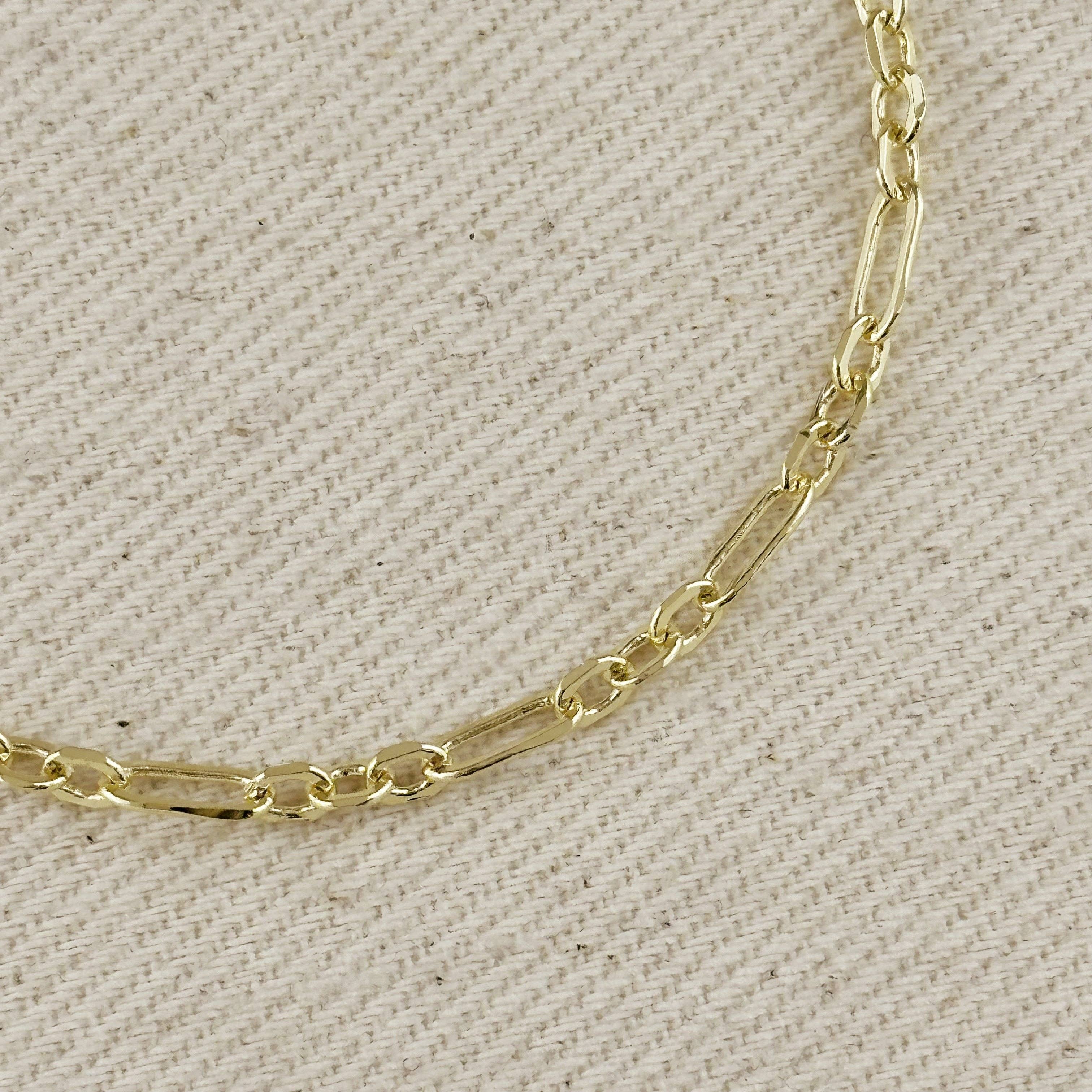 18K Gold Filled 3x1 Alternated Paperclip Bracelet: 6.5 inches