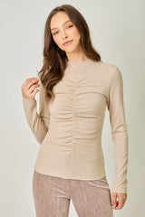 Ruched Mock Neck Sparkle Top