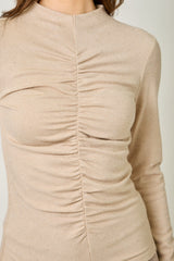Ruched Mock Neck Sparkle Top