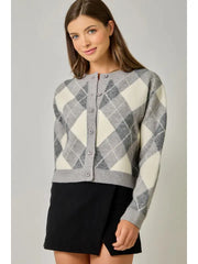Argyle Knit Cardigan