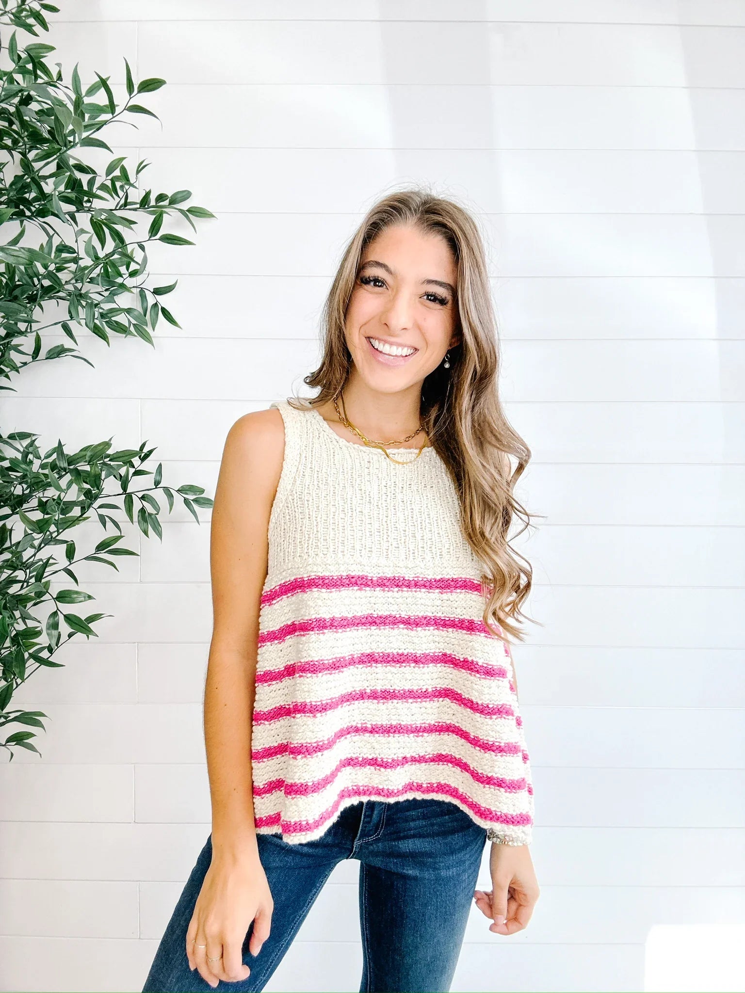 Mac and Me Striped Swing Sweater Tank