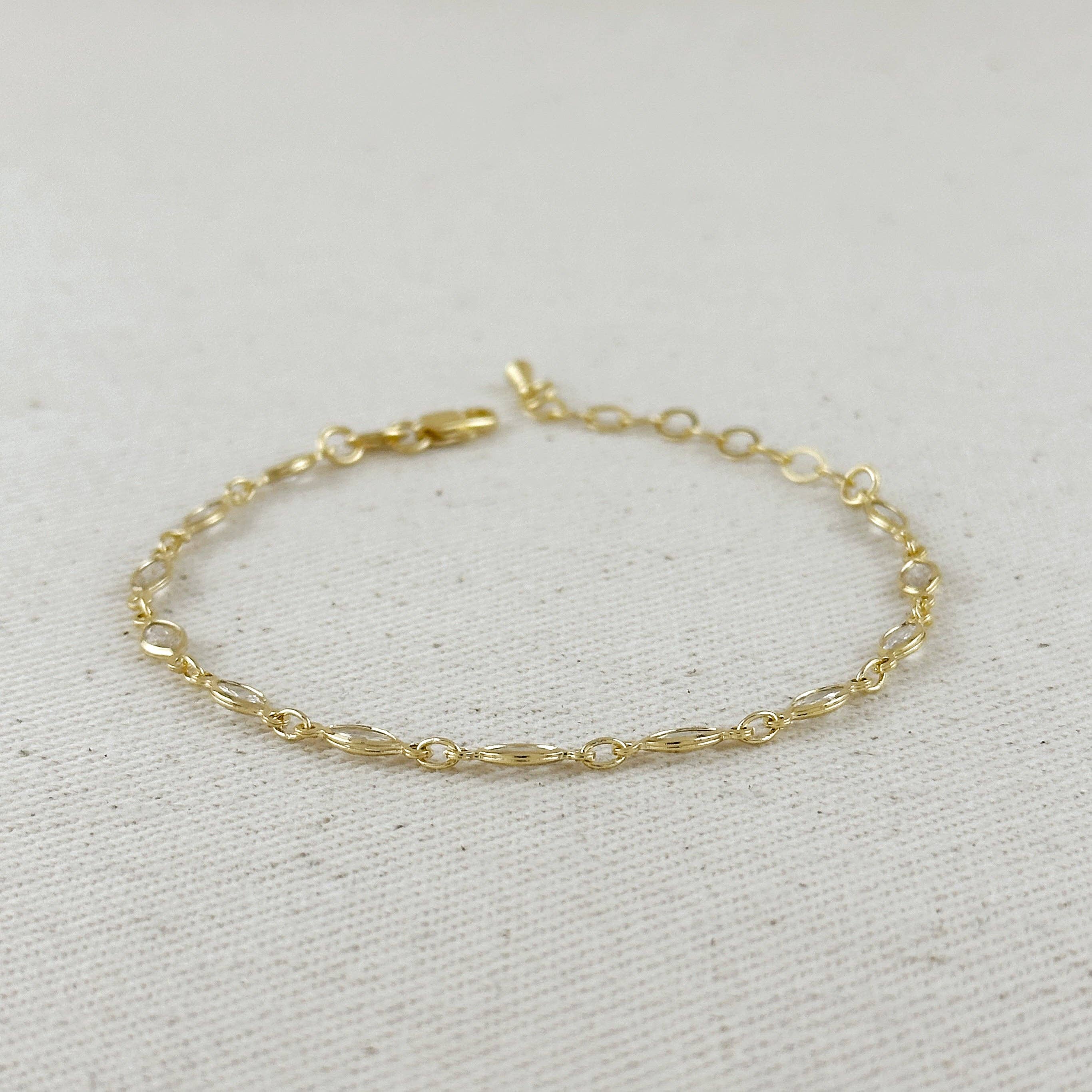18k Gold Filled Ellipse Bezel CZ Bracelet