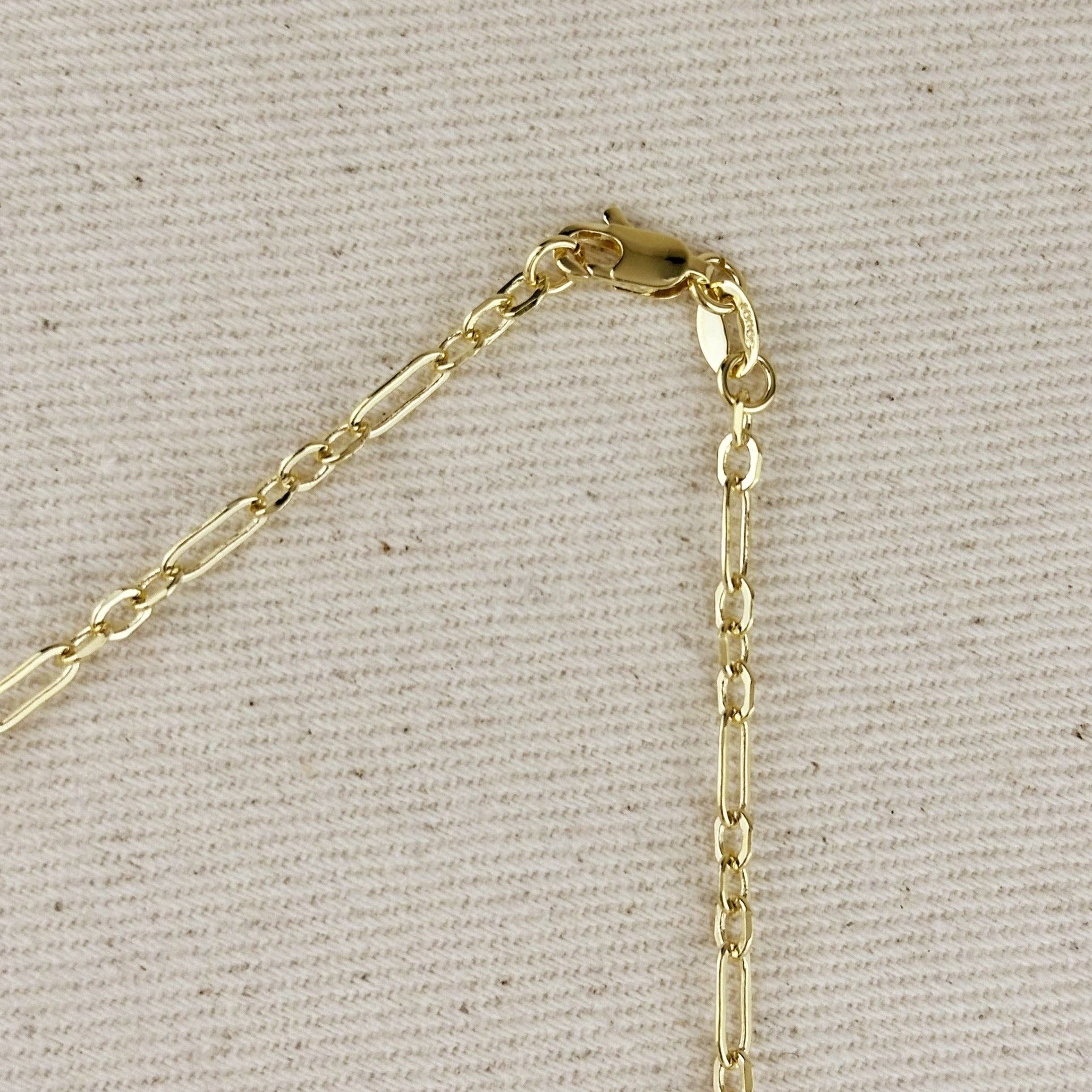 18k Gold Filled 3x1 Alternated Paperclip Necklace: 18 inches