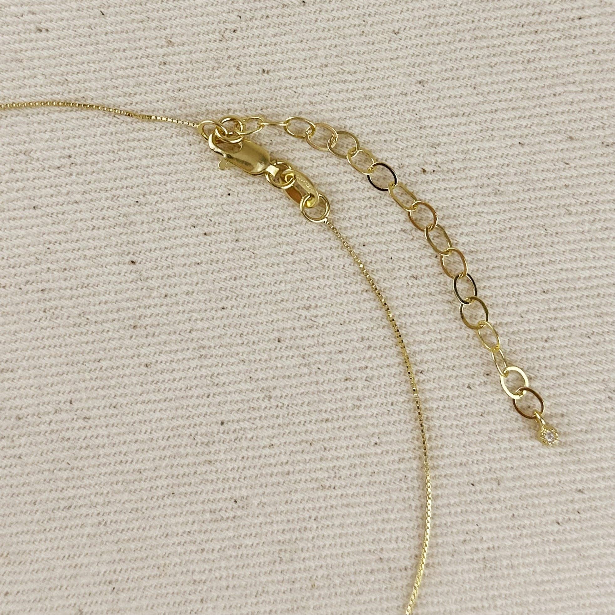 18k Gold Filled Solitaire CZ Plate Necklace