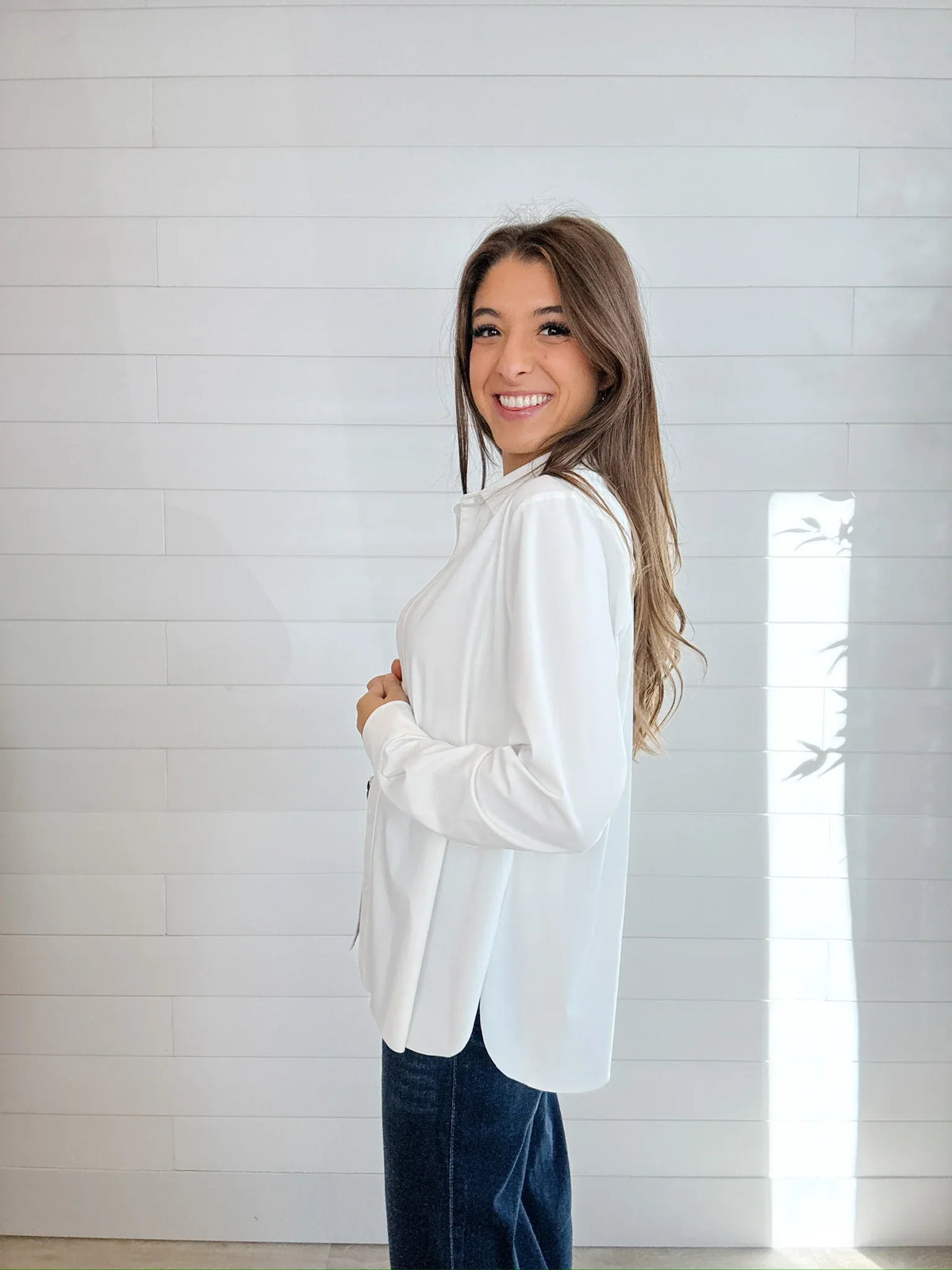 Essential Travel-Friendly, Lightweight Button-Up Blouse