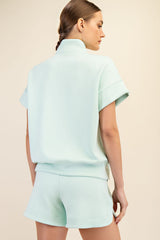 Modal Scuba Quarter-Zip Short Sleeve Top