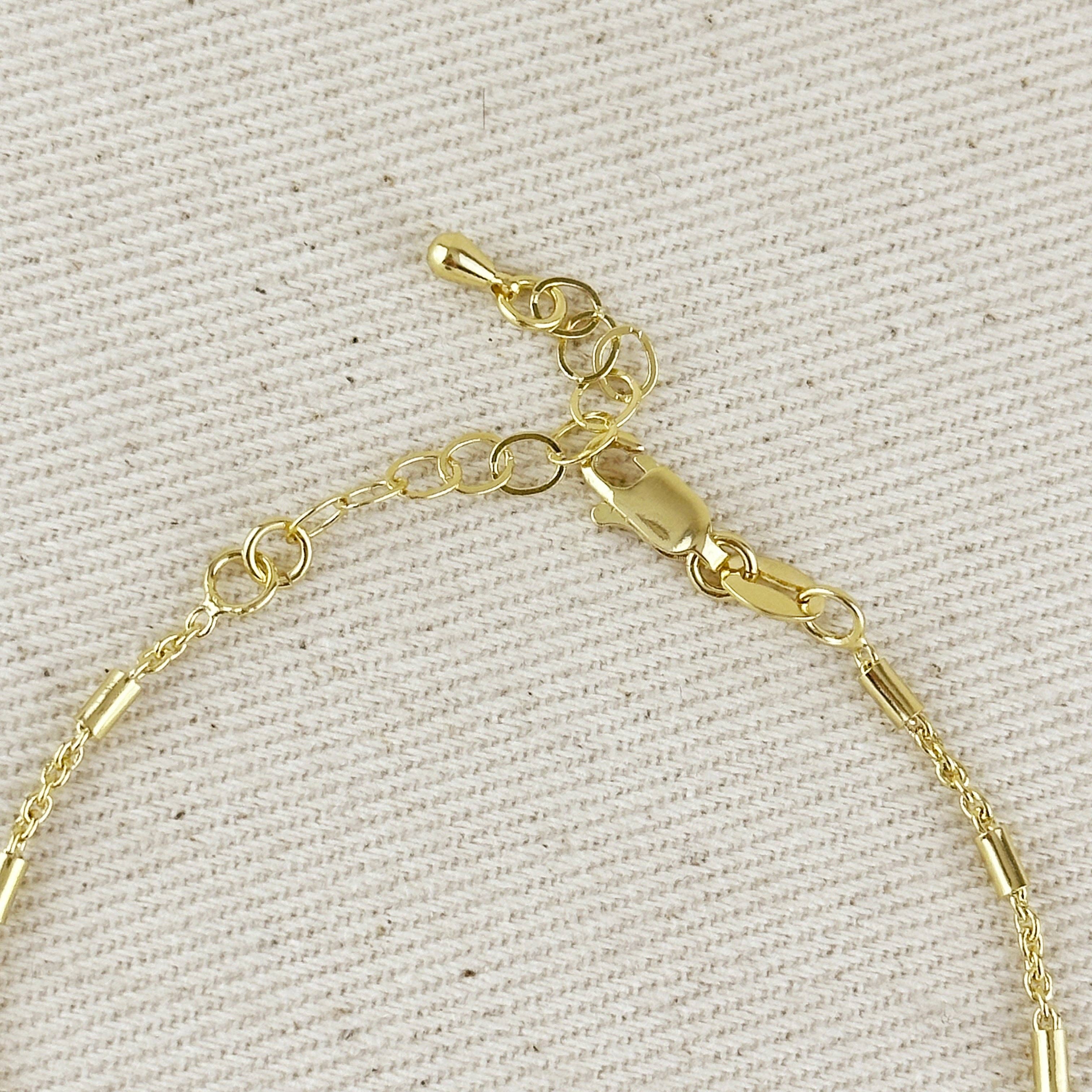 18k Gold Filled Mini Tube Chain Bracelet: 7 inches