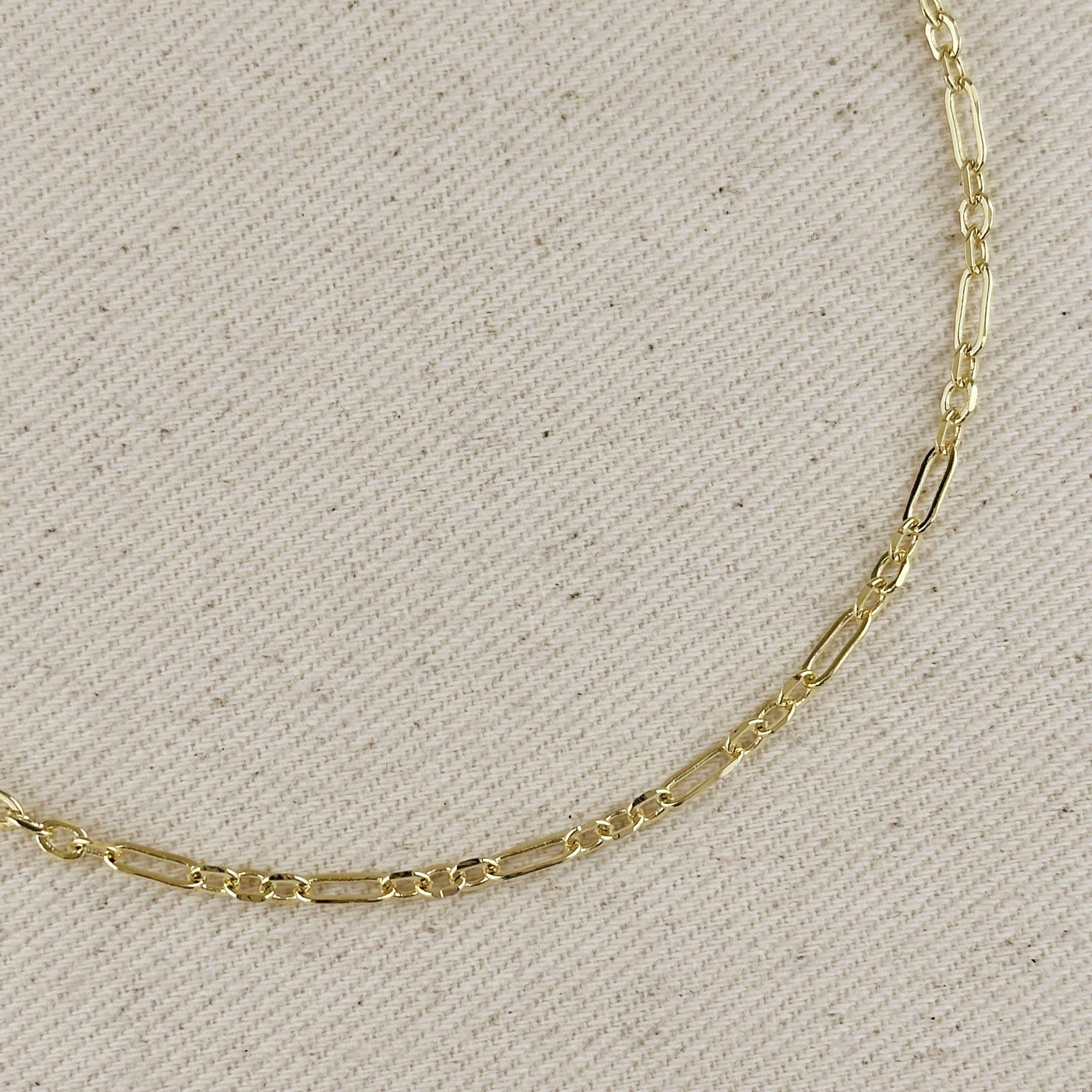 18k Gold Filled 3x1 Alternated Paperclip Necklace: 18 inches