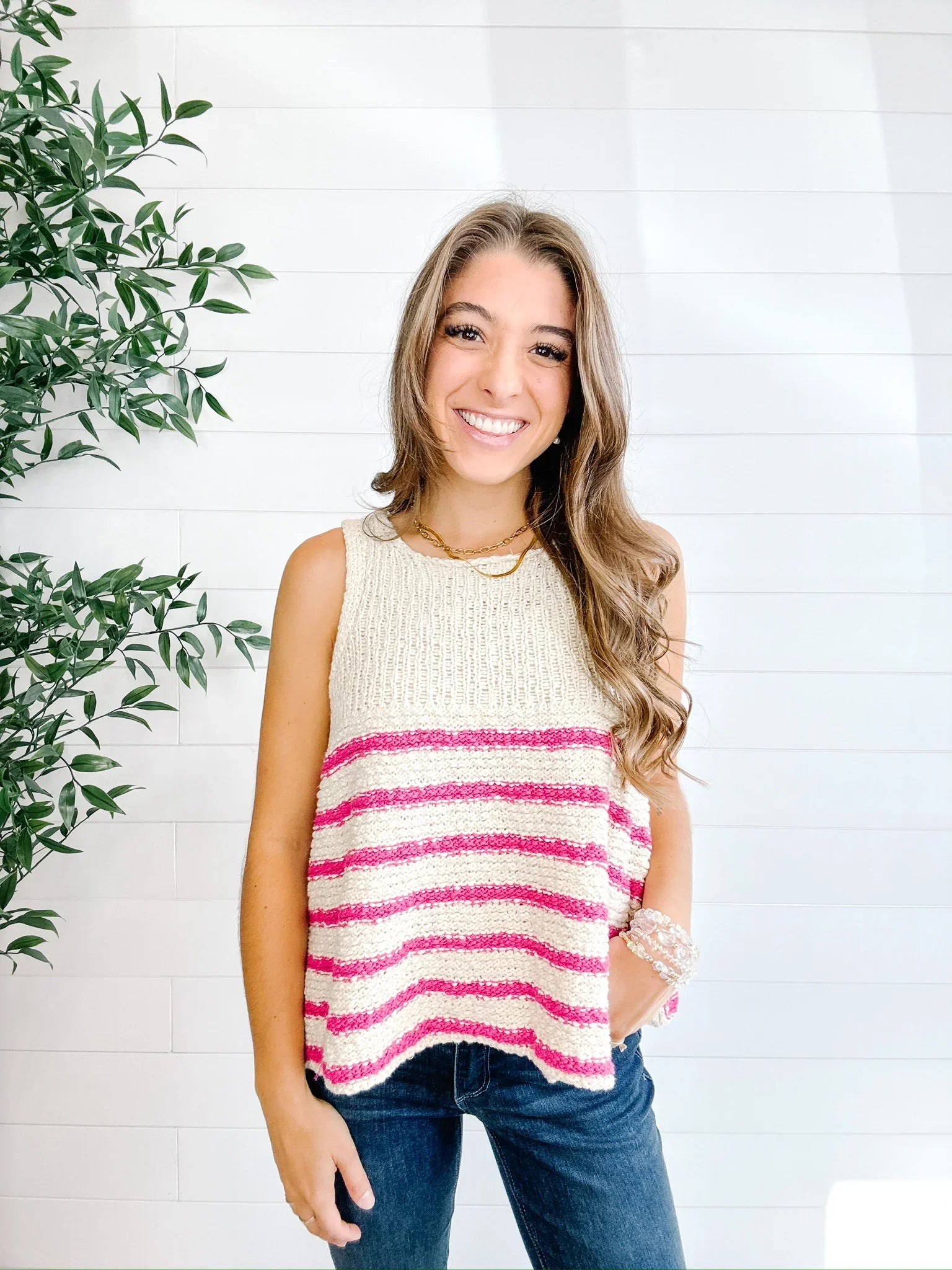 Mac and Me Striped Swing Sweater Tank